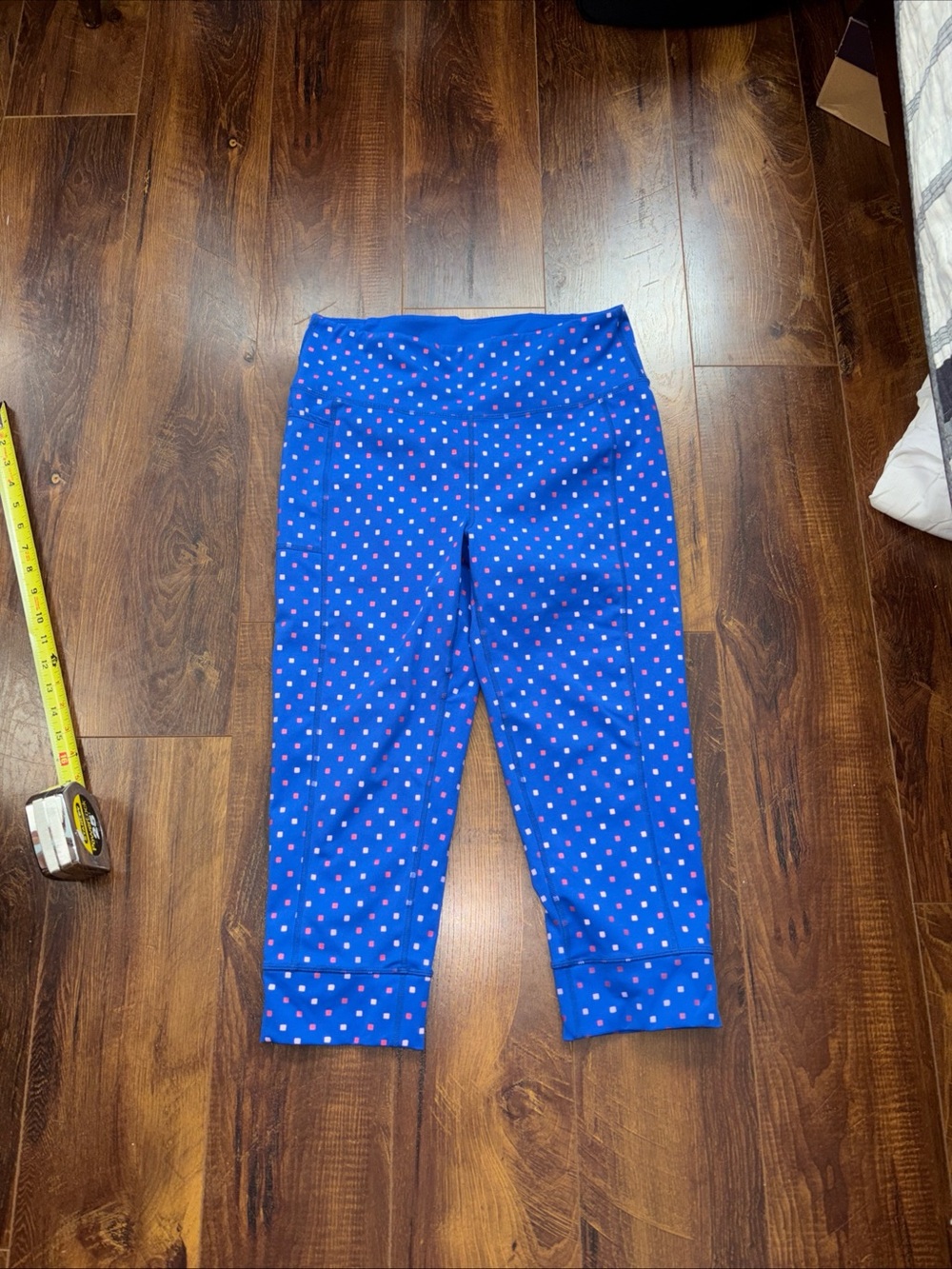 Wonen’s Blue Polka Dot Capri Leggings Size L
